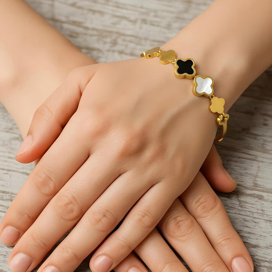 Noir & Blanc Clover Cuff