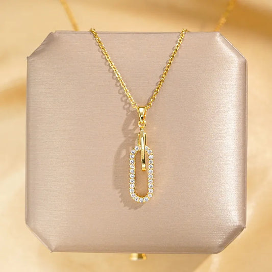 Paper Clip Pendant Necklace