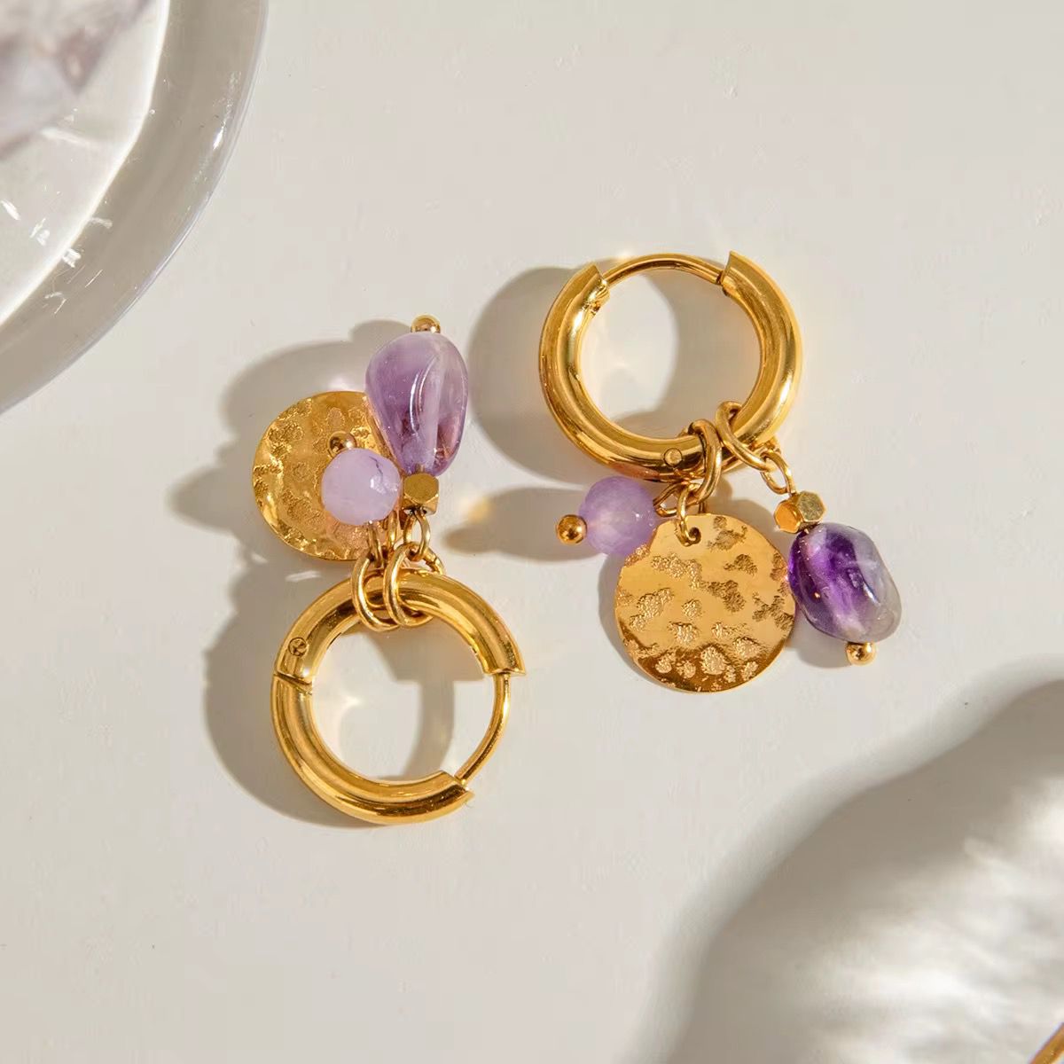 Lilac charm earrings